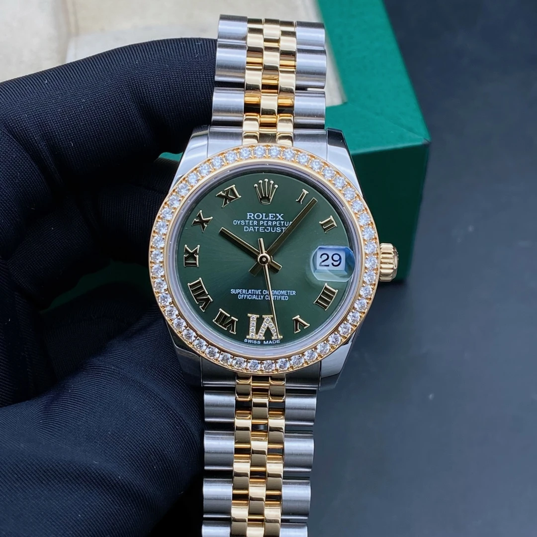 99新 Rolex/劳力士 日志178383内外镶钻/女士机械表/表径31
