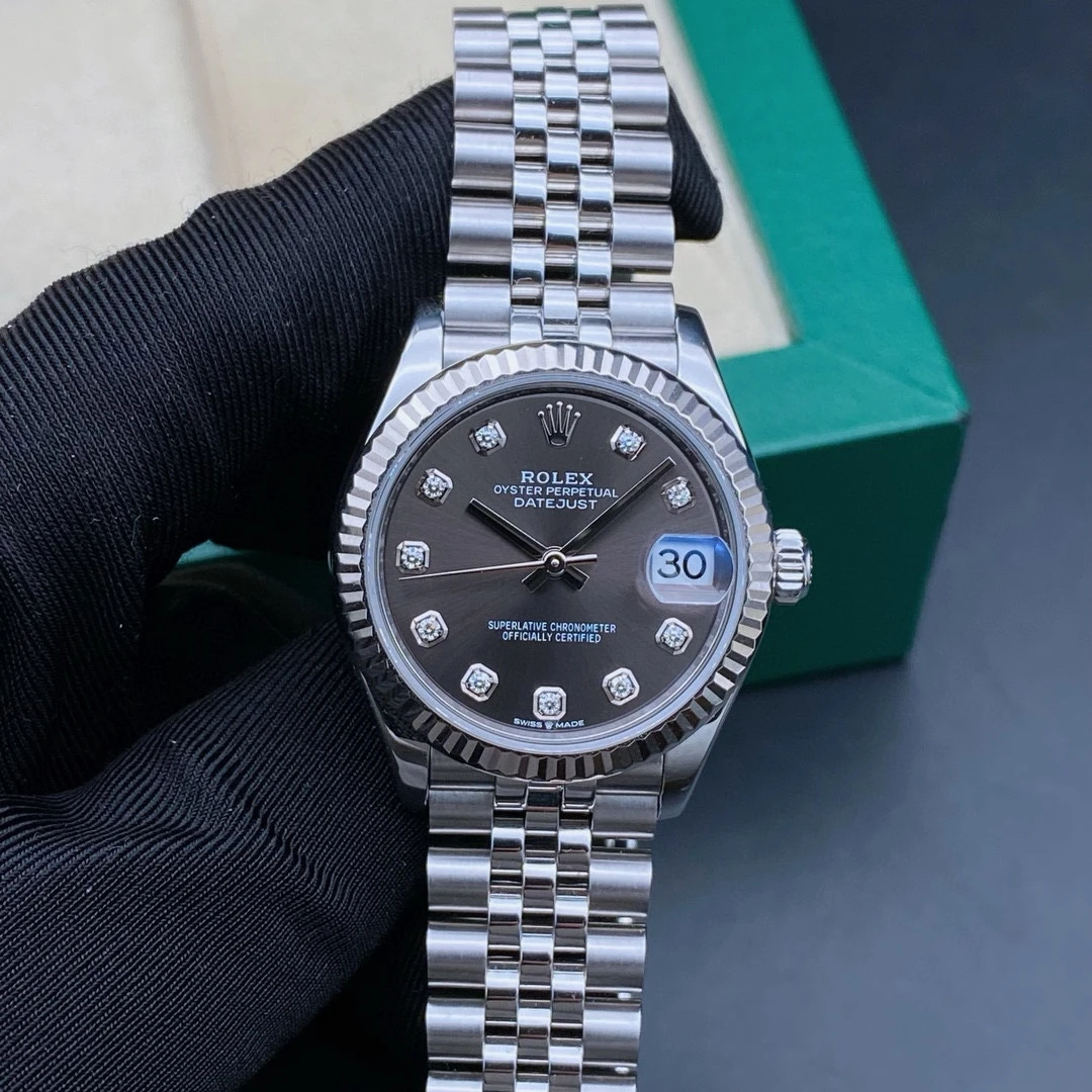 99新 Rolex/劳力士 23年全套/日志278274女表灰钻/机械表/表径31