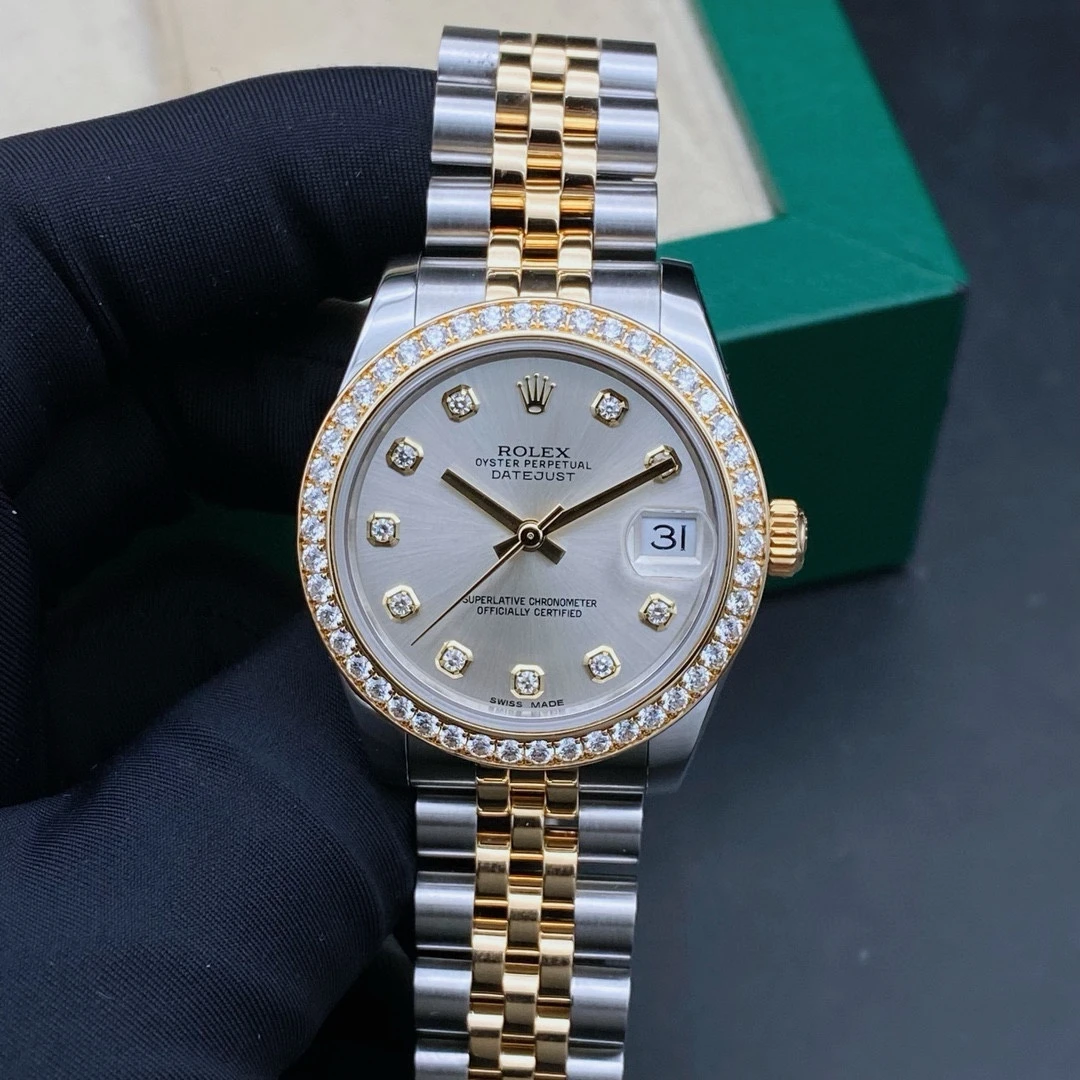 99新 Rolex/劳力士 日志178383内外镶钻/女士机械表/表径31