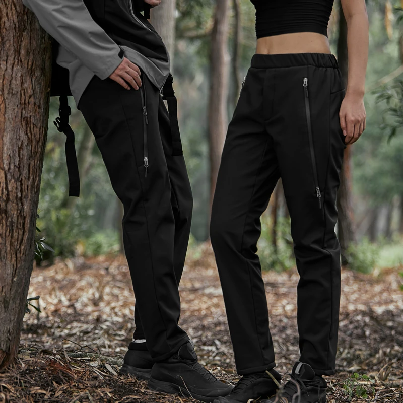 新款户外登山徒步冲锋裤男女冬季加绒加厚保暖防风宽松大码登山裤