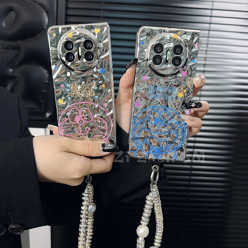 适用华为matex3手机壳新款matex3套huawei高级感褶皱线条叮当猫女