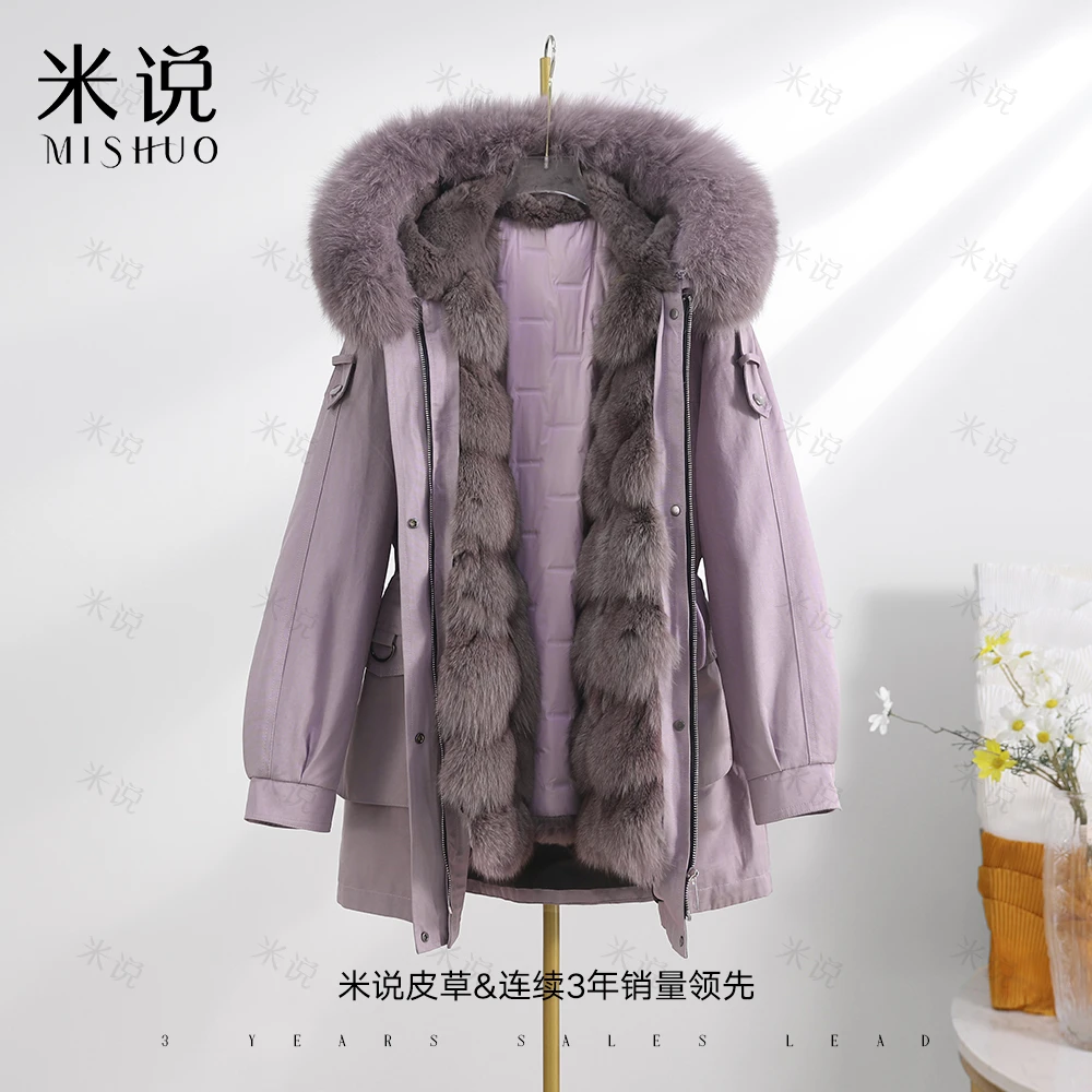 【鹅绒芝美人】反季现货新款派克服内胆可脱卸狐狸毛领冬季女款