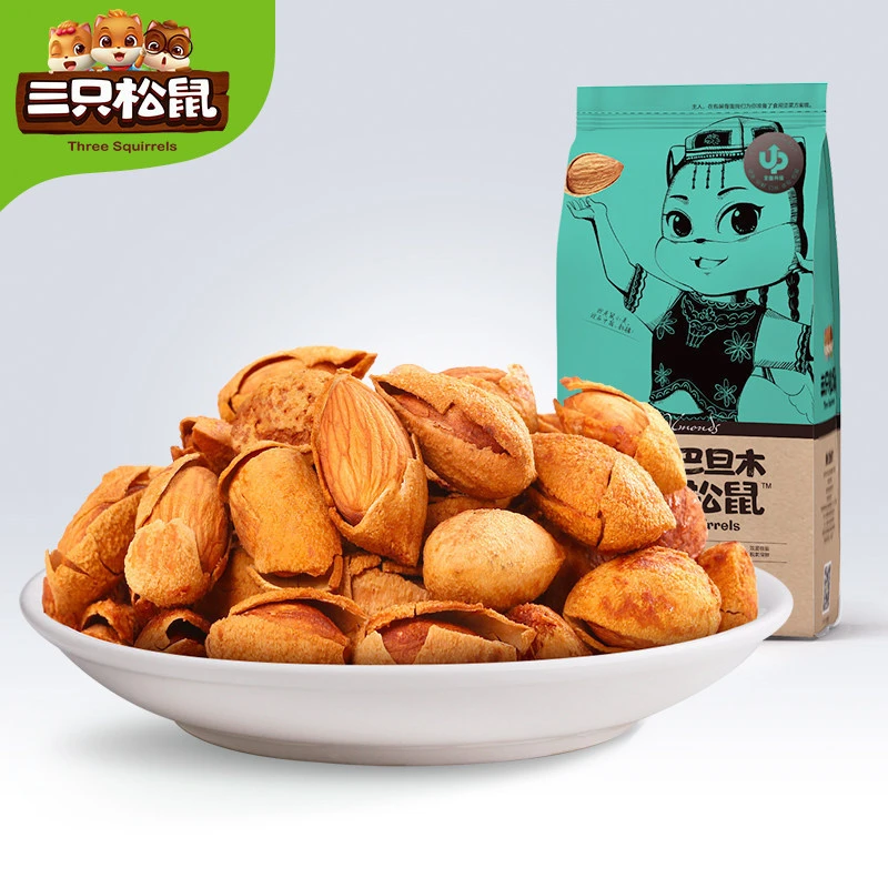 三只松鼠手剥巴旦木160g休闲零食坚果炒货特产干果扁桃仁特产健康