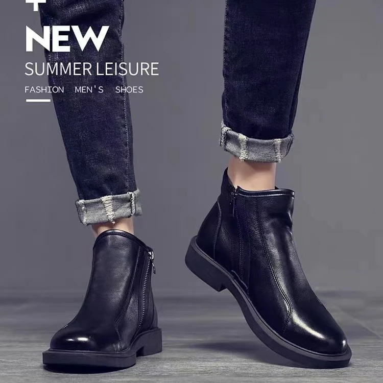 潮牌正品马丁靴男士冬2021新款加绒保暖高帮皮鞋英伦真皮休闲短靴