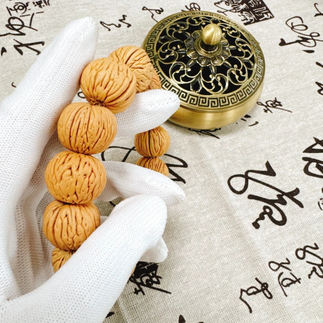 树皮纹桃核手串20mm