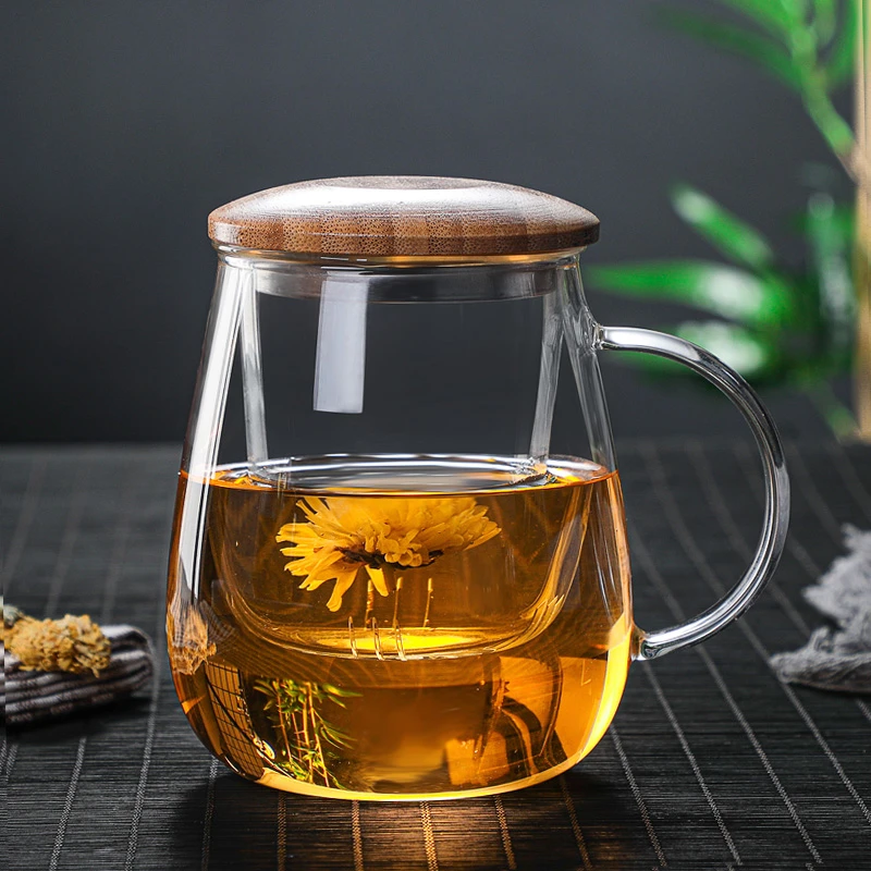 耐热玻璃茶杯透明家用过滤绿茶杯茶水杯高硼硅玻璃茶水分离泡茶杯