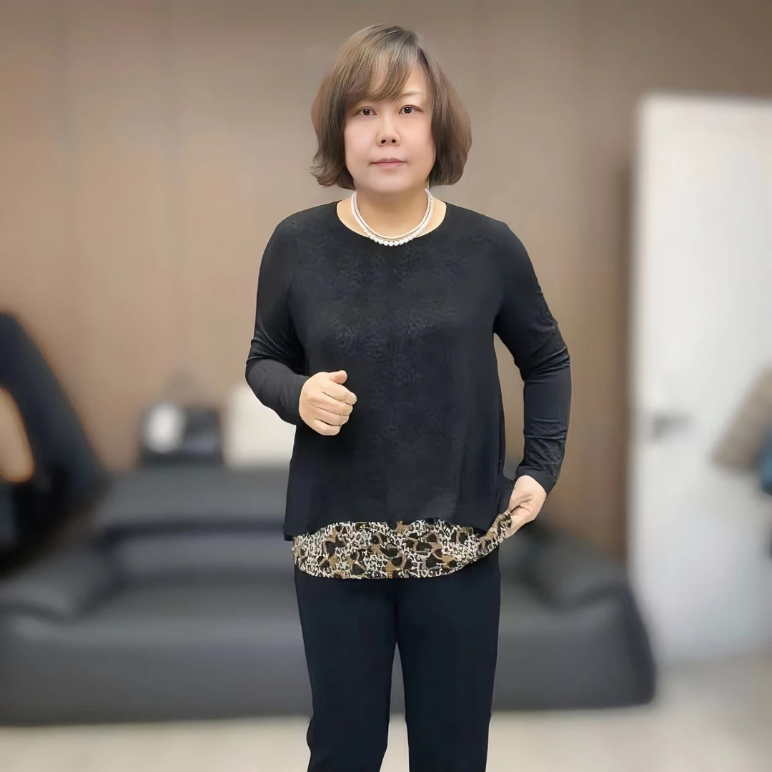【xineba2】假两件雪纺小衫新款女士时尚洋气舒适百搭遮肉圆领
