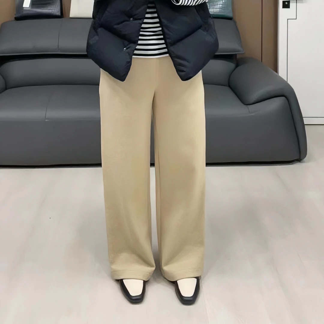 【xineba2】韩国厚款阔腿裤新款女士时尚洋气百搭秋冬舒适宽松长裤