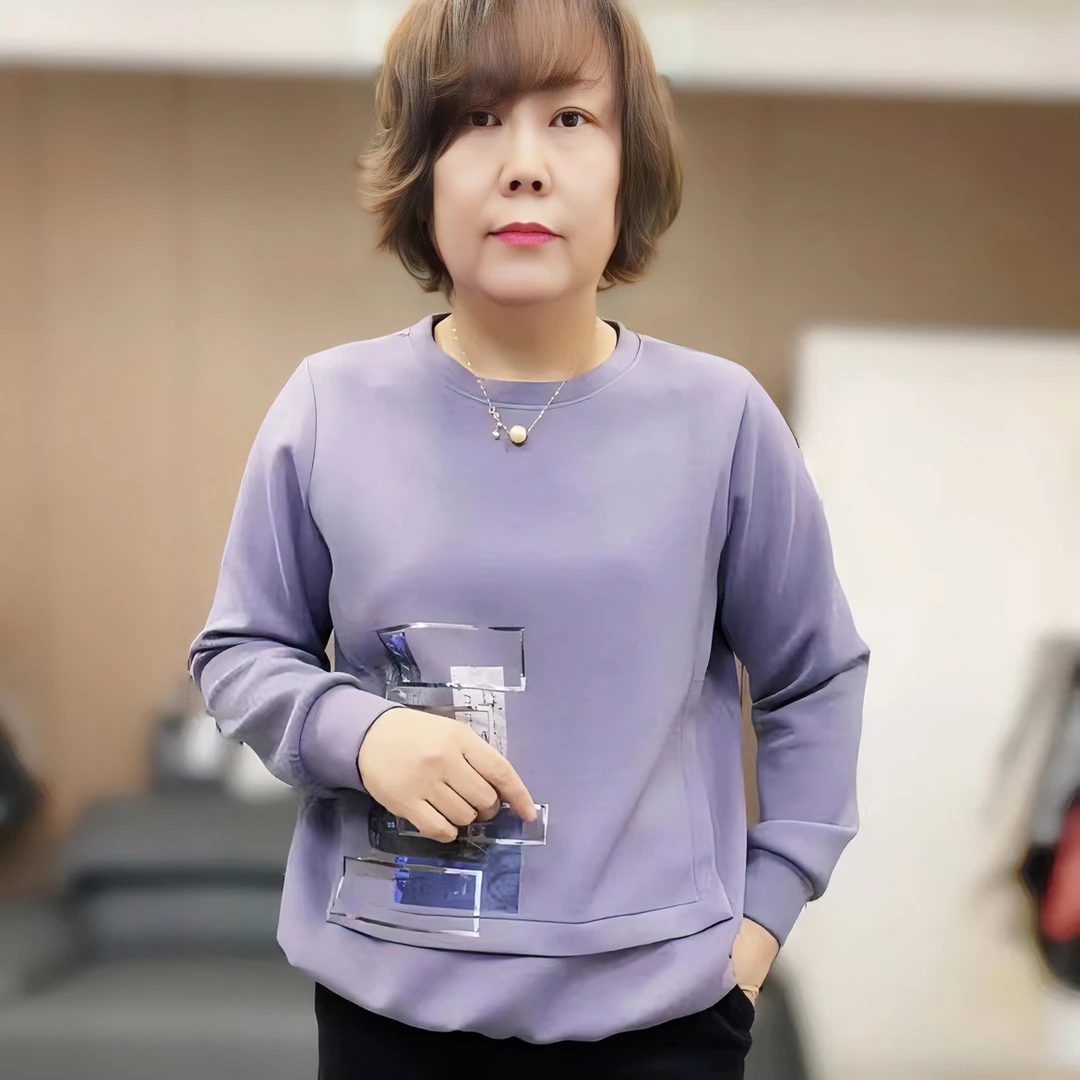 【xineba2】韩国春秋新款女士卫衣洋气打底衫高端上衣圆领下摆抽带