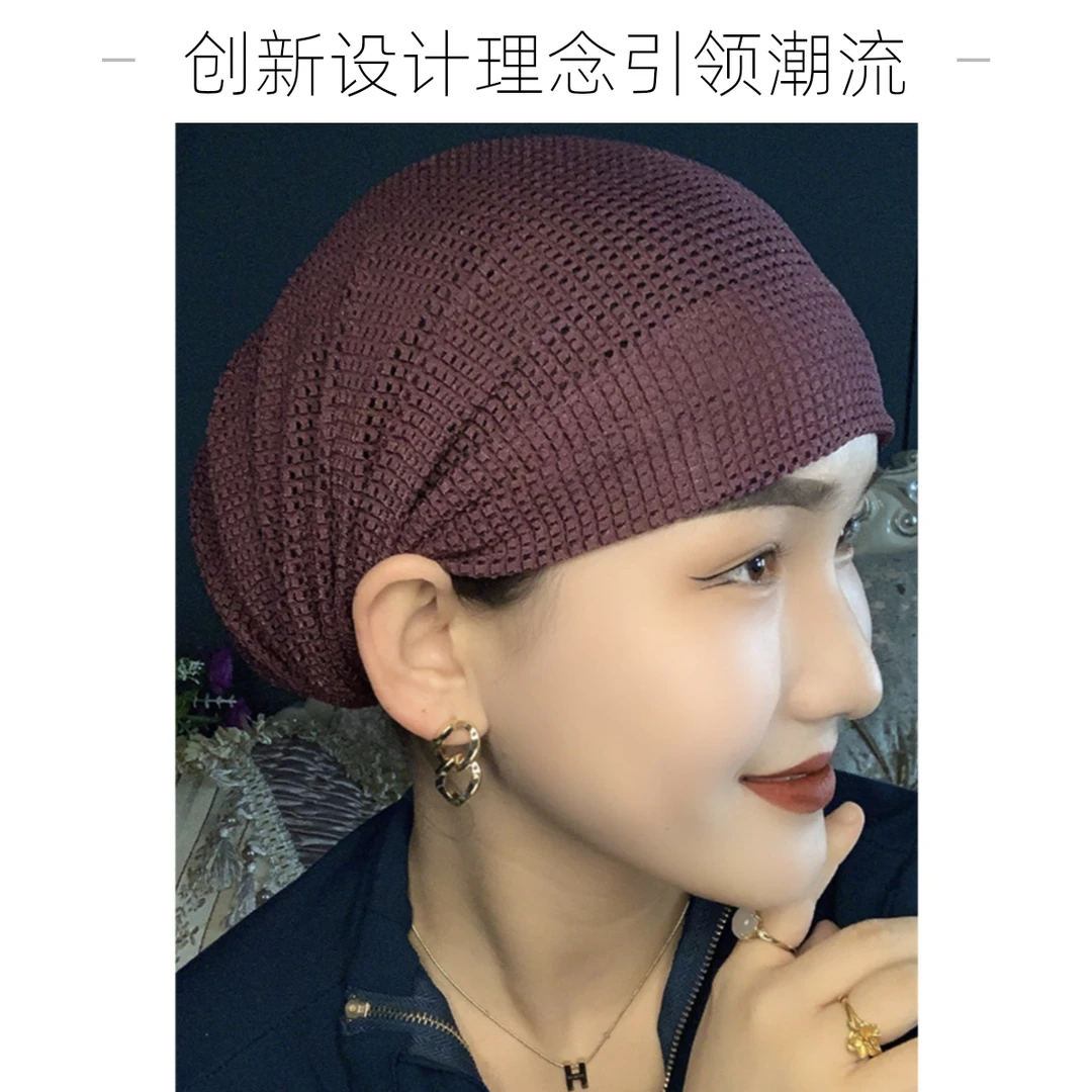 新款包头帽爆款舒适套头遮白发帽时尚弹力软纱头巾帽大头堆堆帽子