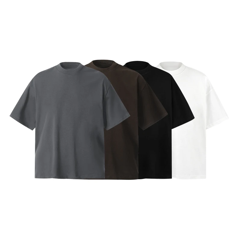 boxy短cleanfit纯棉短袖280g美式复古高级感小领口宽松男士T恤