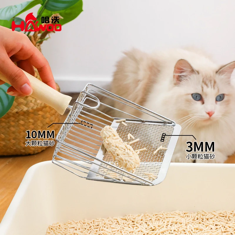 猫砂铲省力铲木柄结实猫猫咪猫砂铲子猫铲不锈钢猫铲子小孔洞宠物