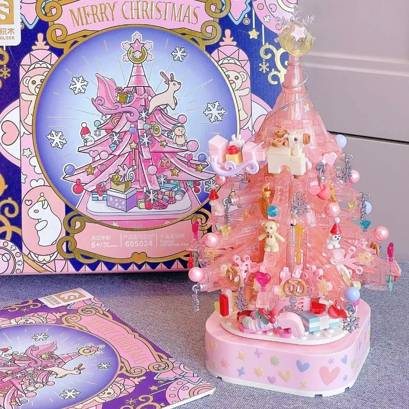 圣诞节礼物圣诞树雪人积木礼盒套装益智限定儿童玩具女孩生日摆件
