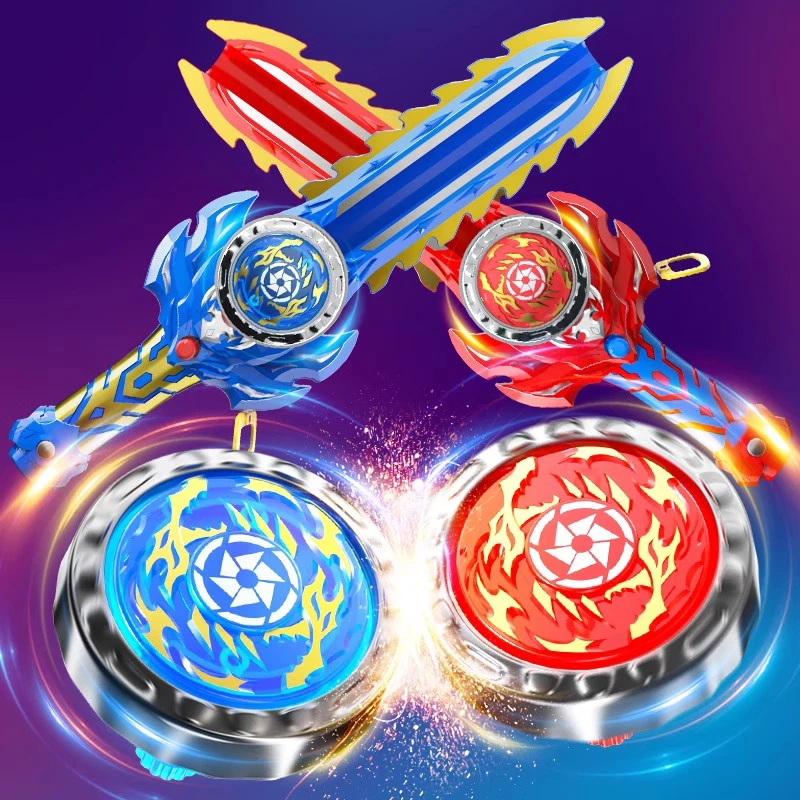 新款陀螺玩具儿童魔幻男孩陀螺战斗小学生宝剑旋转发光合金剑形战