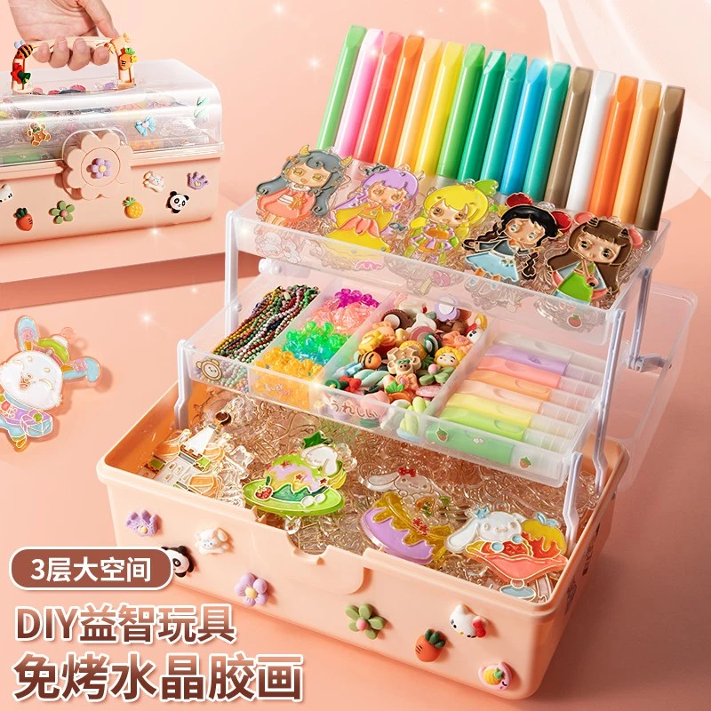 儿童兔烤胶画手工diy画画益智玩具6-12岁小女孩女生生日礼物挂件