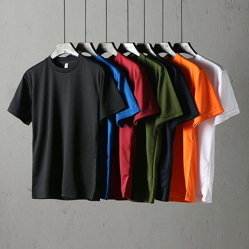 C7202夏季户外训练跑步半袖男女简约纯色弹力速干透气运动圆领T恤