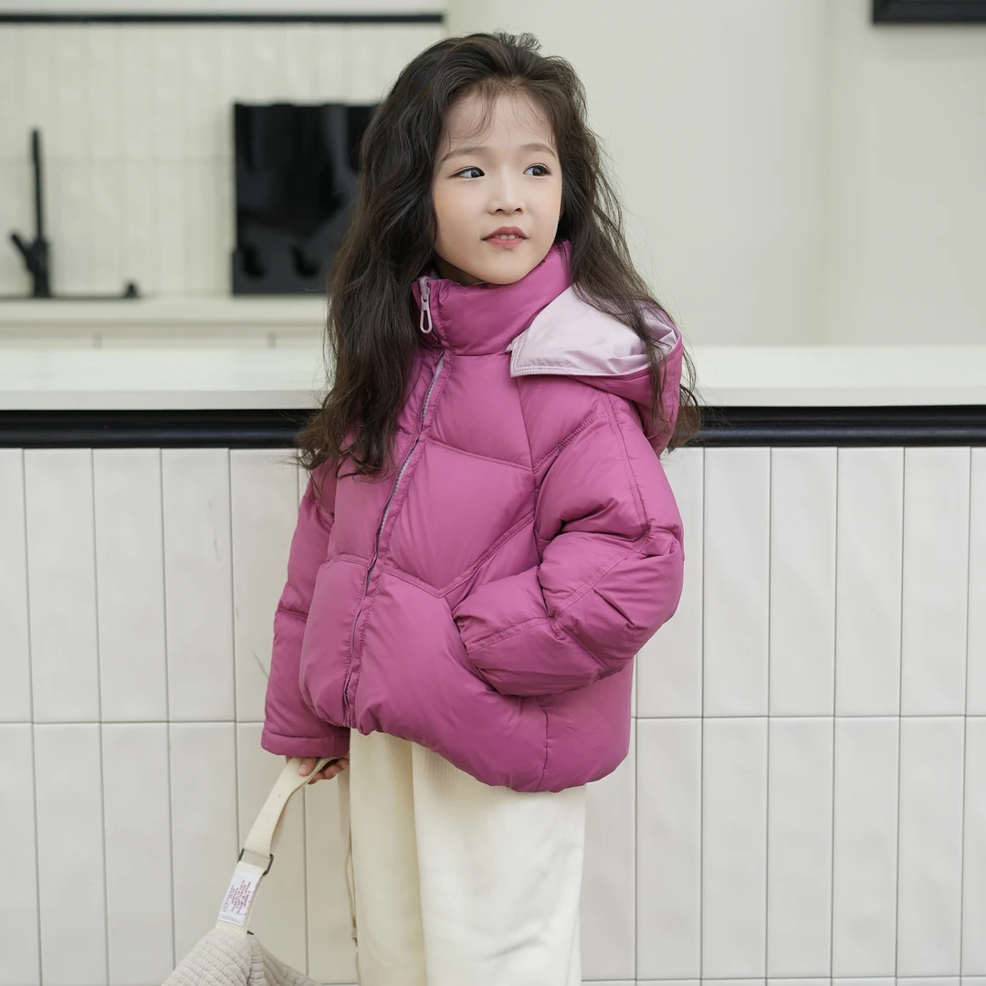 【极寒系列】女童羽绒服双面穿三防儿童短款加厚上衣女宝宝冬装