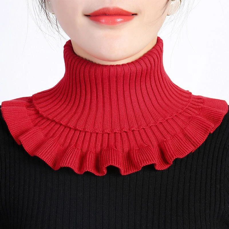假领子女百搭围脖冬季保暖护颈椎领套配毛衣打底针织毛线高领脖套