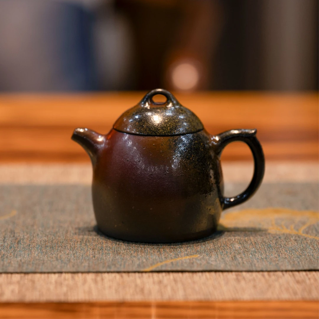 【浴火】宜兴紫砂壶 朱泥柴烧壶 秦权壶 一壶一彩 落松釉 纯手工