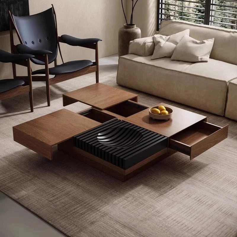 【魔方茶几】实木意式方形极简胡桃木茶几小户型客厅轻奢