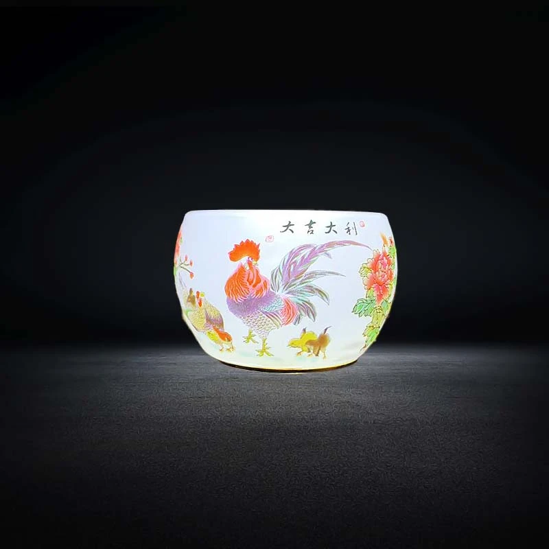 【大吉大利琉璃】无礼盒生肖杯琉璃玉鸡缸杯高端茶器品茗杯主人杯