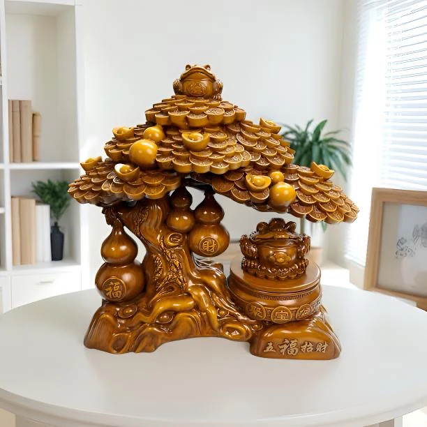 XDH五福招财摇钱树/客厅电视柜玄关办公室摆件【长32*高30厘米】