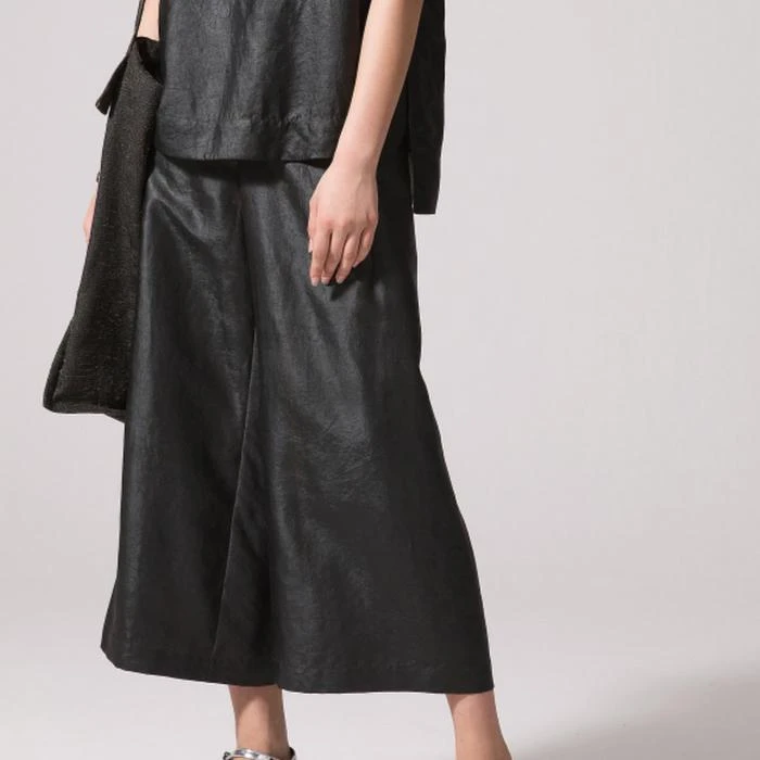 W德玺见萩 W香云纱阔腿九分裤 L171K138