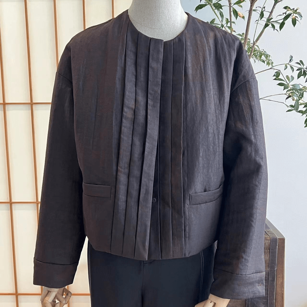 德玺见萩 红龟纹短款棉服 YQZWE4M109