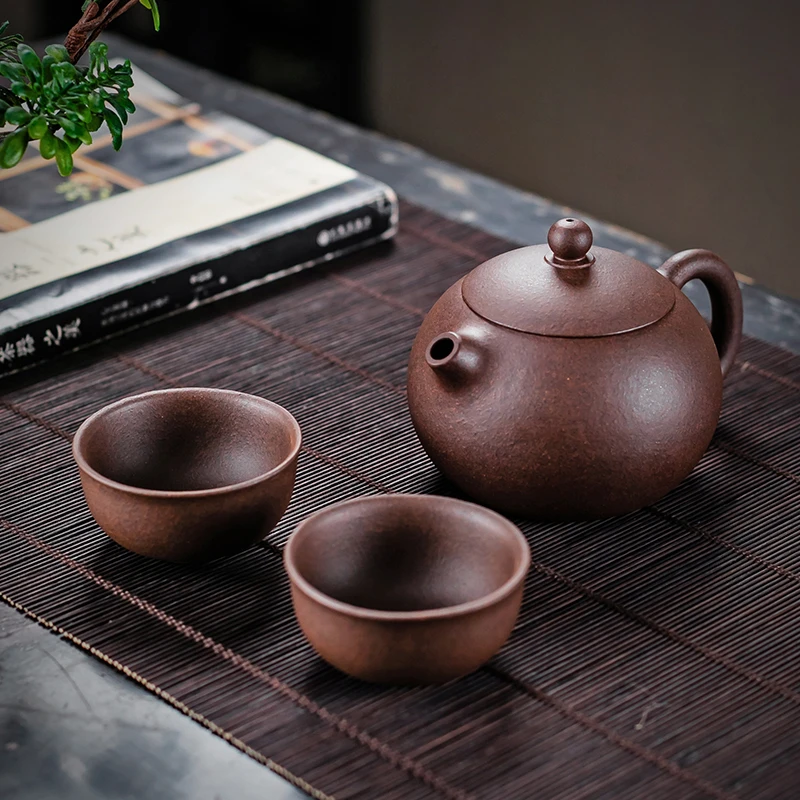 京峰阁宜兴中式紫砂壶茶具套装紫泥西施壶复古纯手工泡茶壶礼盒