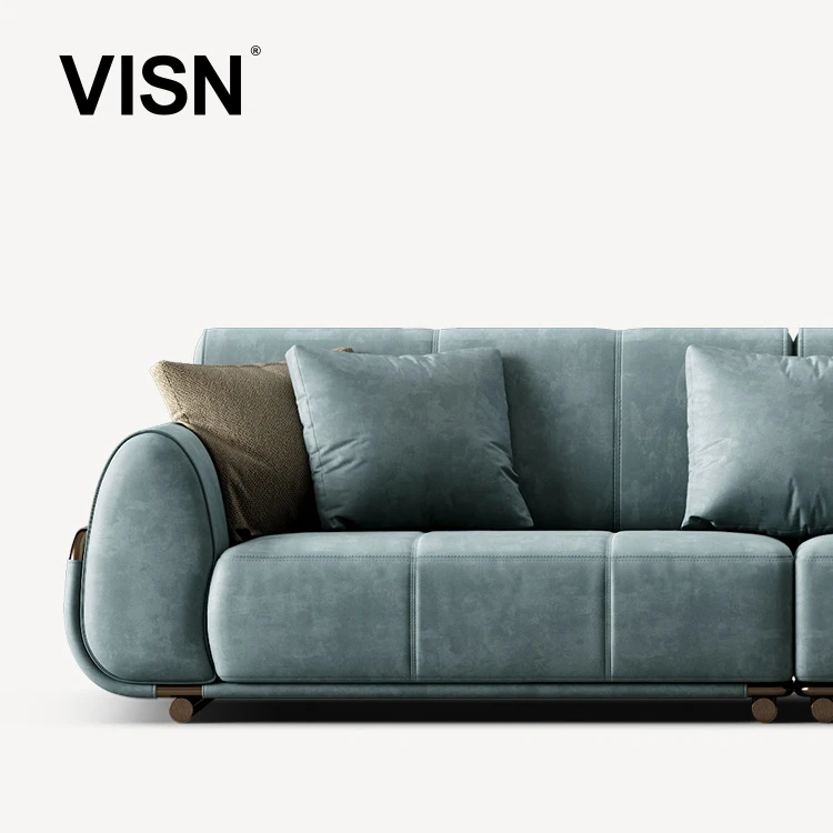 VISN【A220】意式简约沙发客厅现代大平层 别墅三人位全真皮沙发