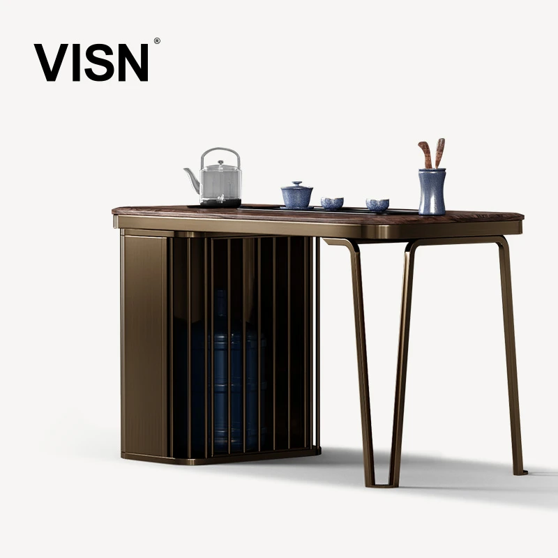 VISN【H122】现代实木茶台家用茶桌 简约轻奢高级感阳台小茶桌极简