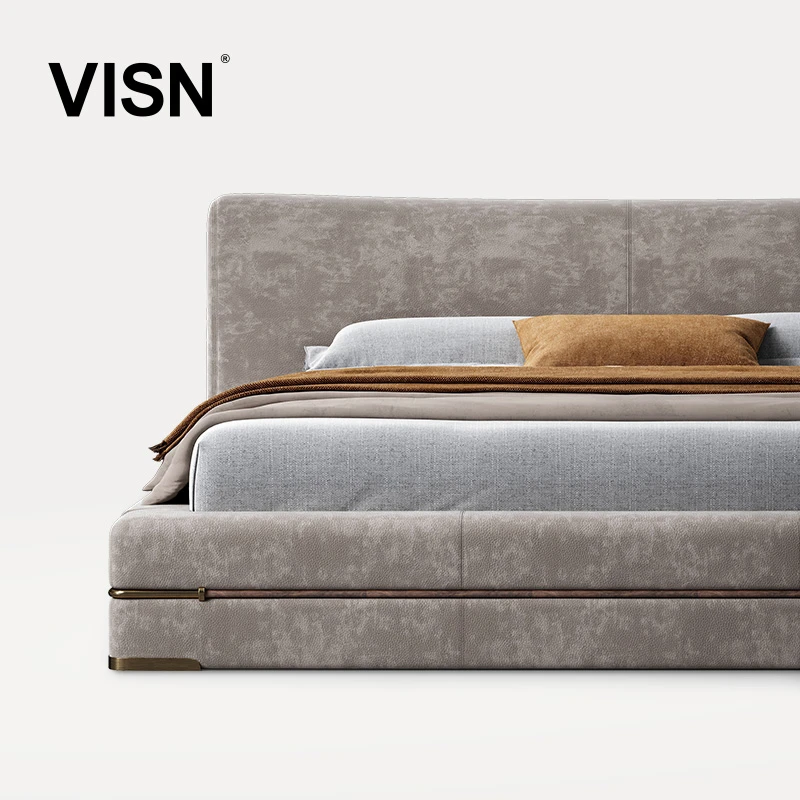 VISN 轻奢真皮床现代简约主卧高端大气 2023年新款极简双人皮床