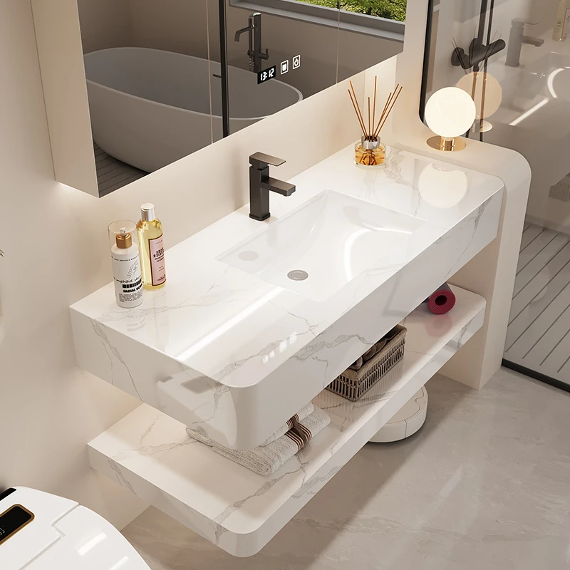 现代简约浴室柜圆角防可磕碰卫生间大理石洗手盆洗漱台洗脸柜组合