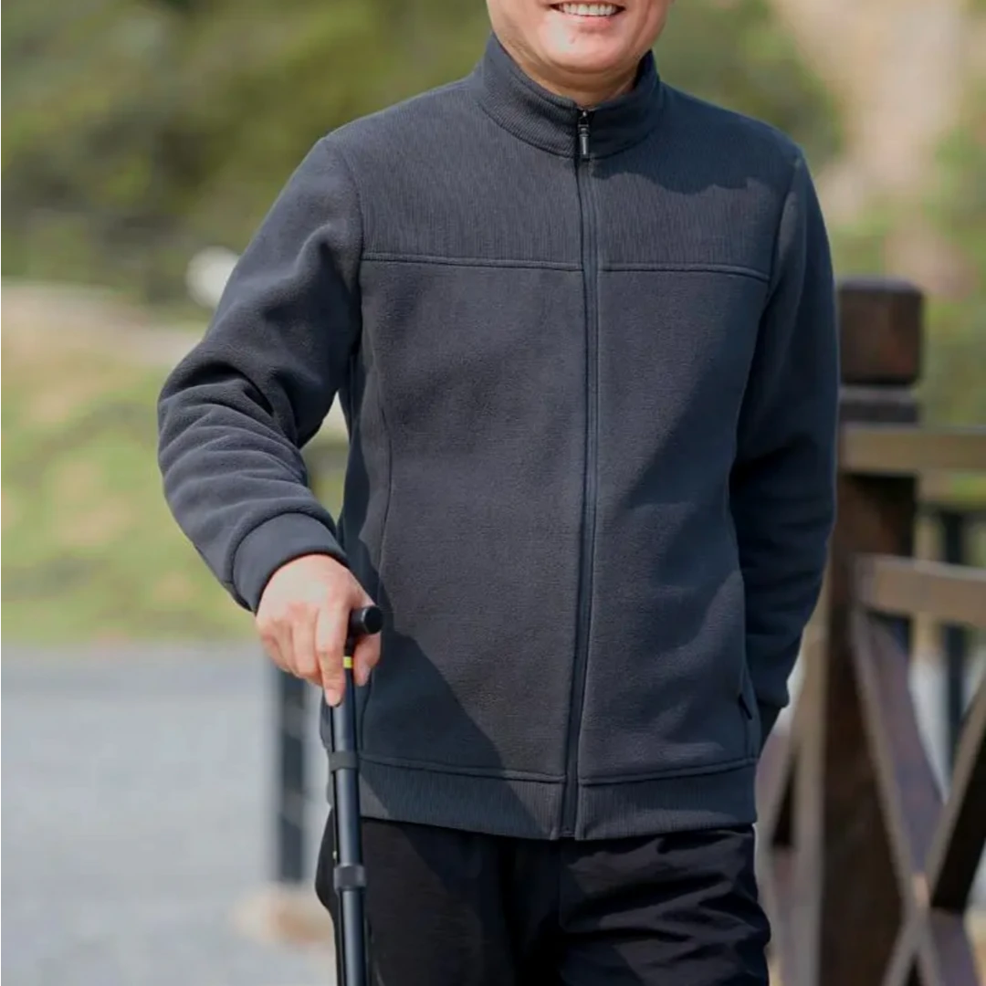 加厚秋冬男士摇粒绒外套立领抓绒外套户外运动爸爸装休闲保暖