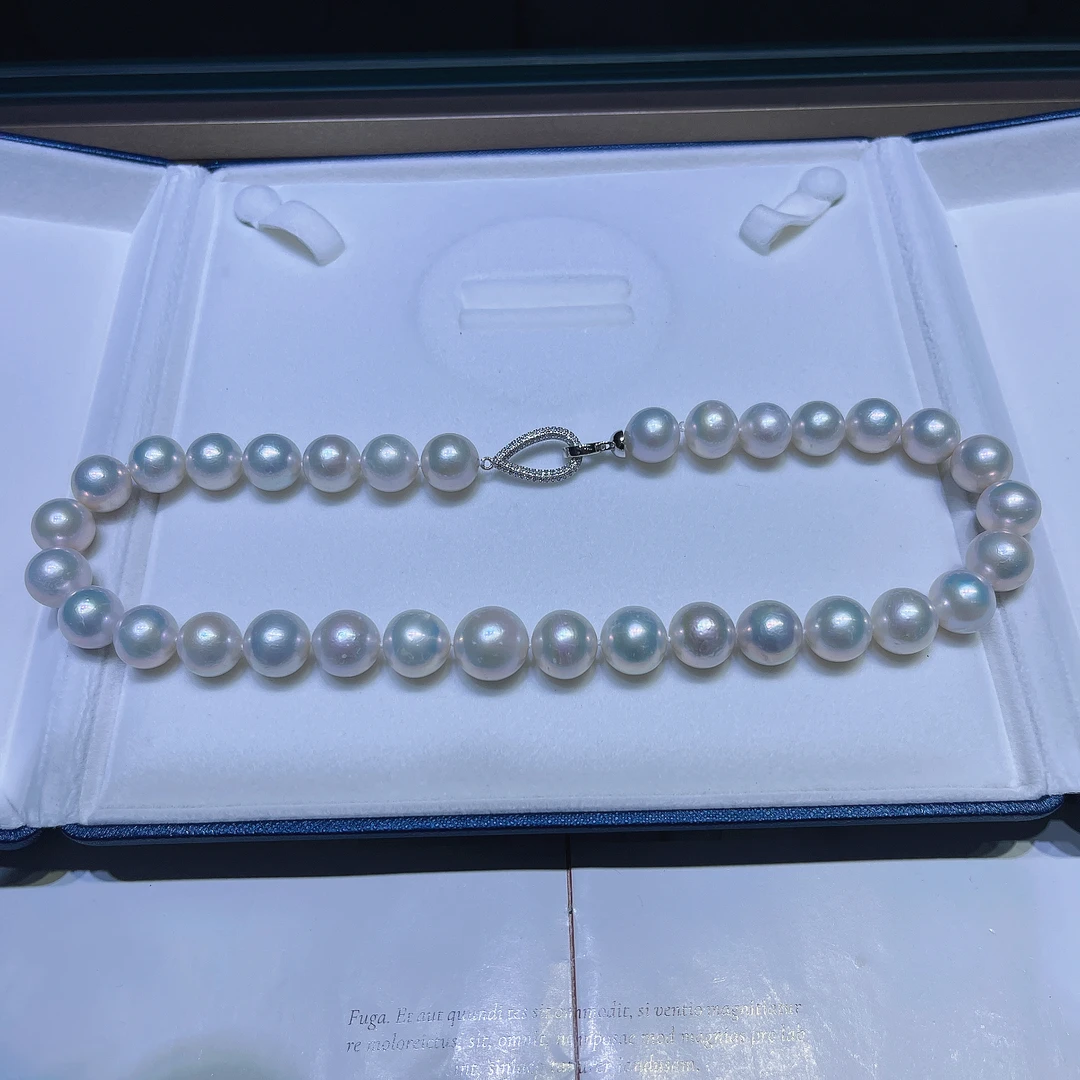 淡水白珍珠 S925银扣头 大点位珍珠项链 满串妈妈链 12-15MM