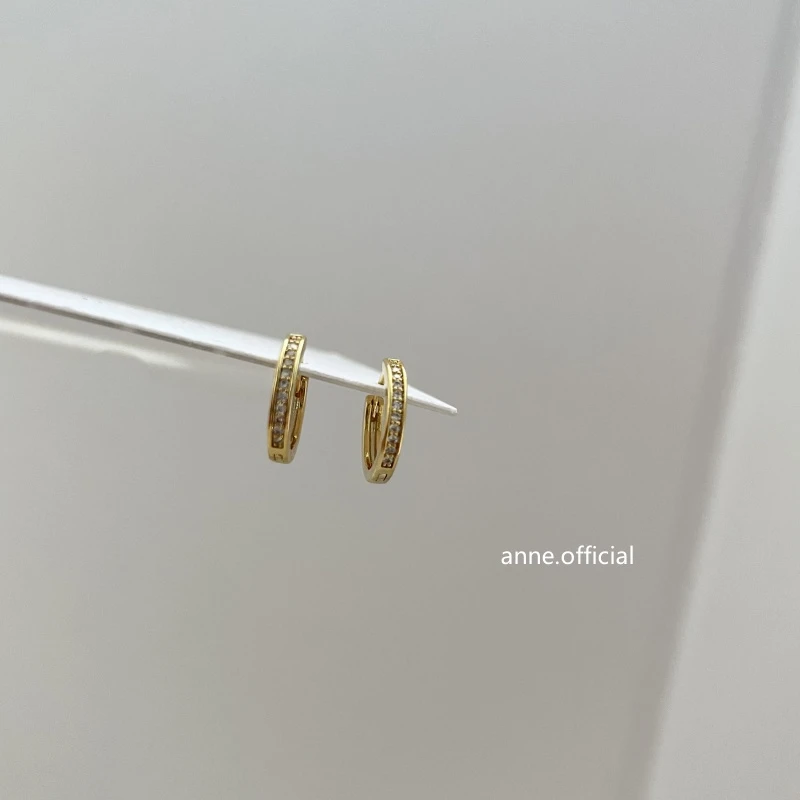 铜合金合成锆石耳饰 【R211】轻奢精致镶嵌锆耳扣时尚气质小众耳饰