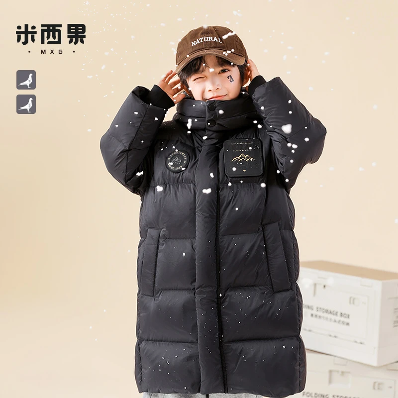 【黑金羽绒】米西果童装儿童长款羽绒服冬季加厚男童三防保暖冬装