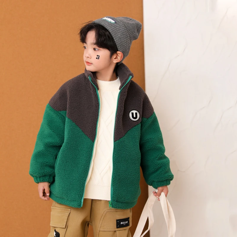 米西果加绒男童外套冬季2024新款秋冬儿童冬装摇粒绒童装羊羔绒潮