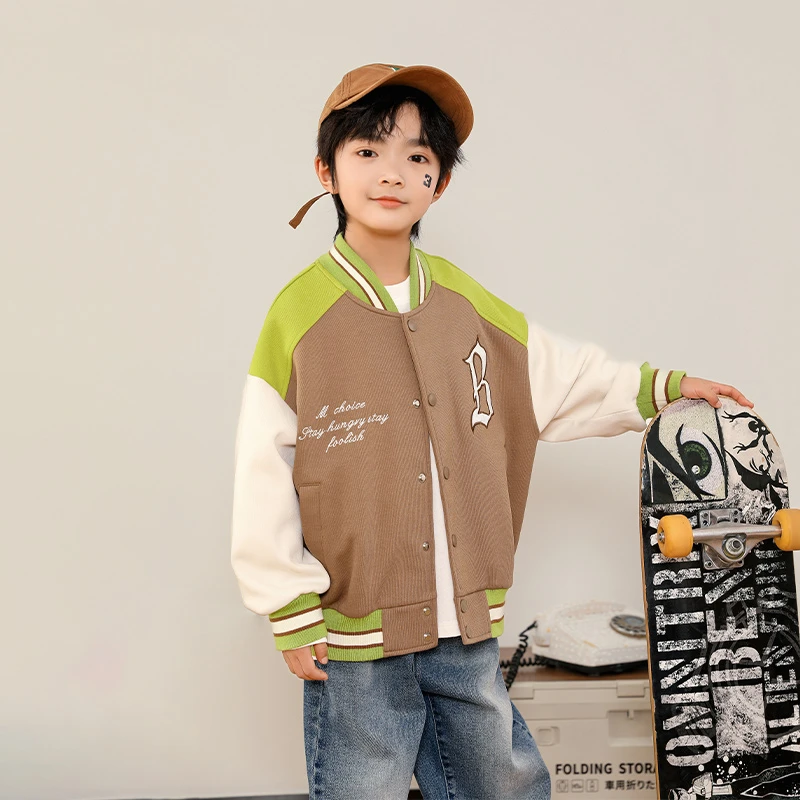 米西果男童外套儿童春季2025新款男孩春装棒球服春秋设计师款童装