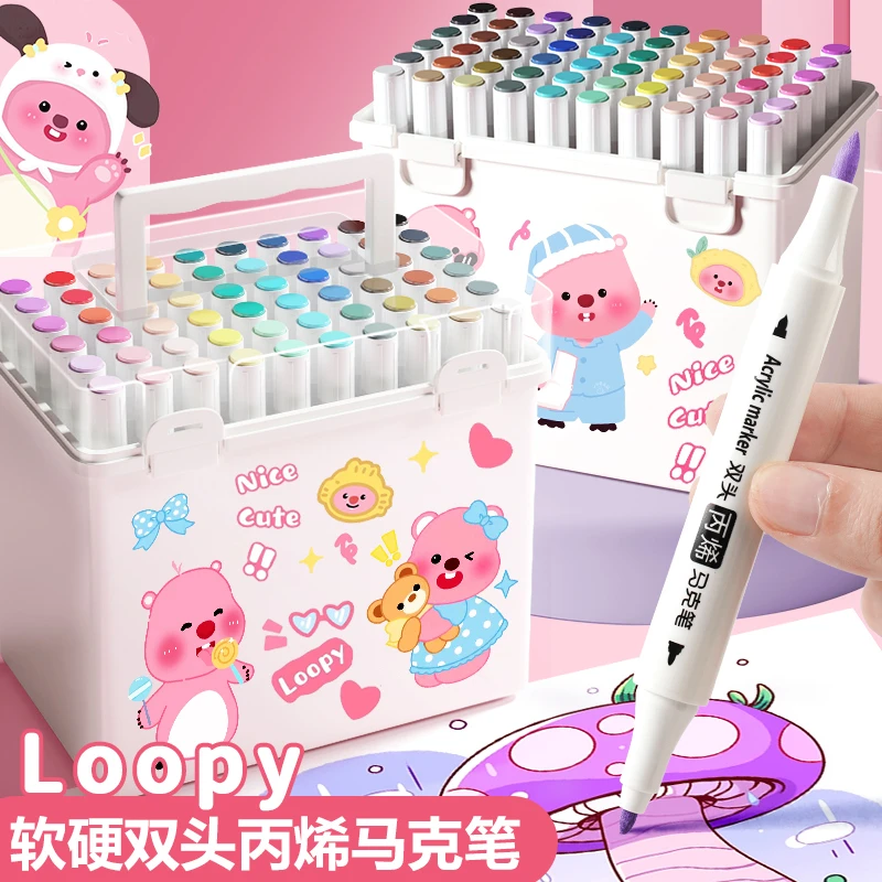 丙烯马克笔小学生专用不透色可叠色双头水彩笔幼儿园美术画笔软头