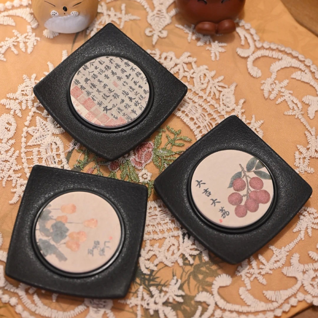 若木春花吸水石杯垫茶托茶杯茶周边葫芦荔枝诗文