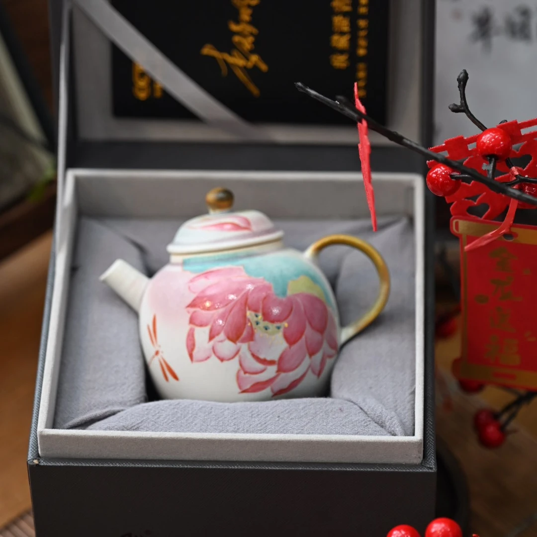 若木の花李辉熠大师手作莲花壶天青汝窑柴烧窑变釉冰裂礼盒送人