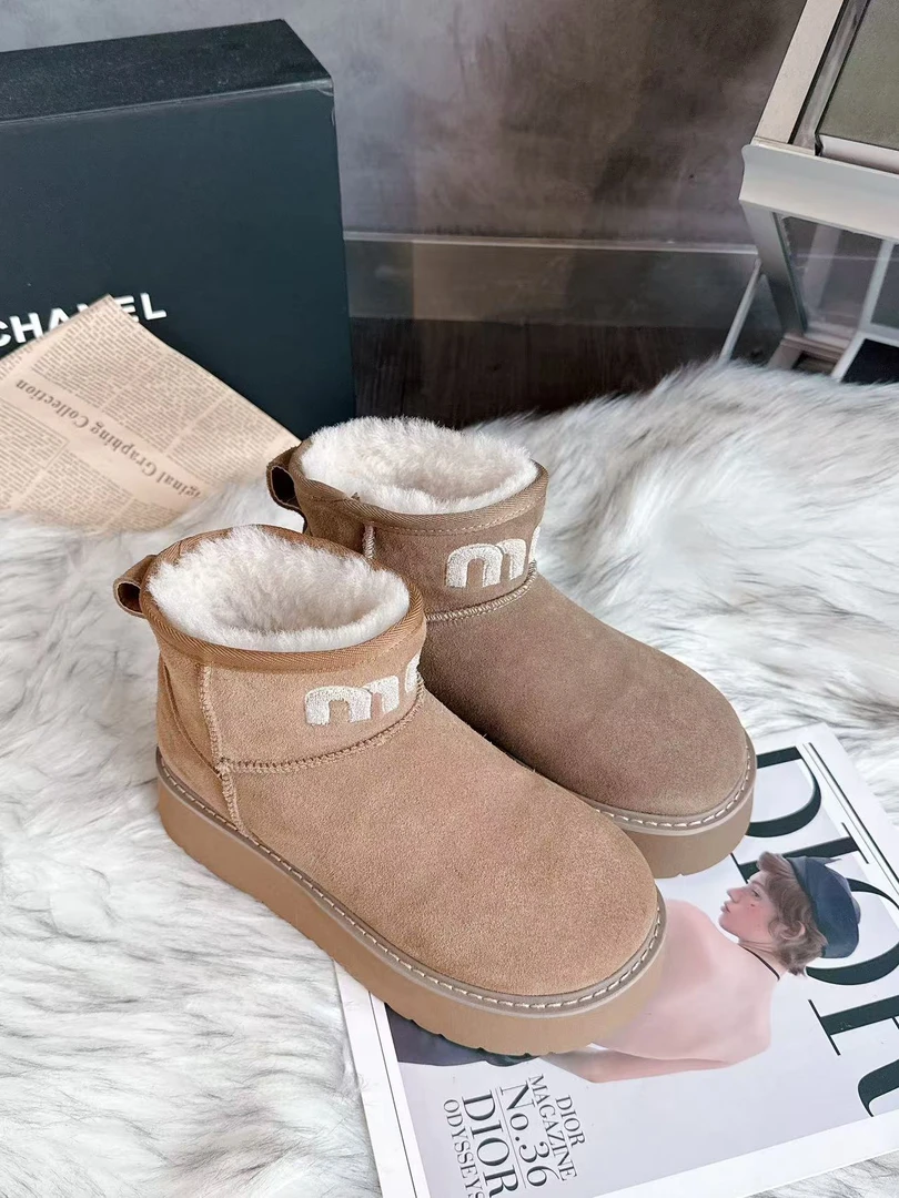 【MIU雪地靴】增高6公分冬季加绒小众设计鞋靴潮牌买手店直营