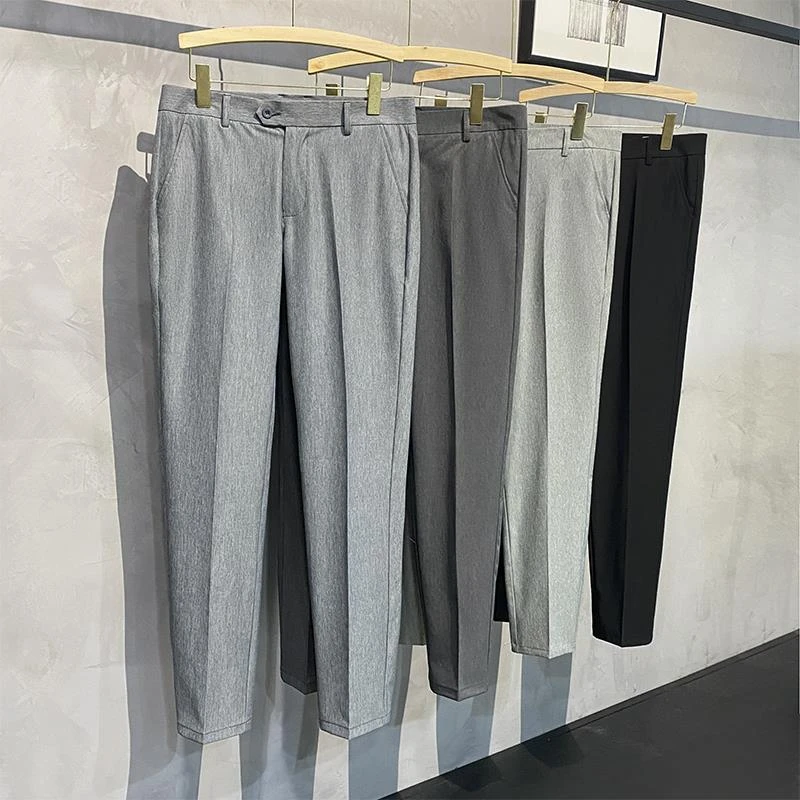 春秋垂感休闲裤男士宽松直筒西裤子秋季新款韩版潮流锥形九分裤男