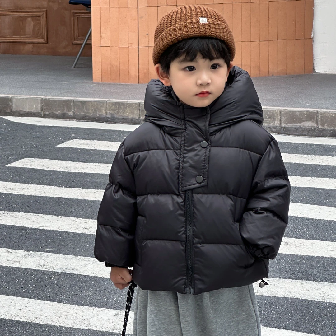 韩版新款儿童防寒服男童加厚中小童保暖外套女童冬短款面包服连帽