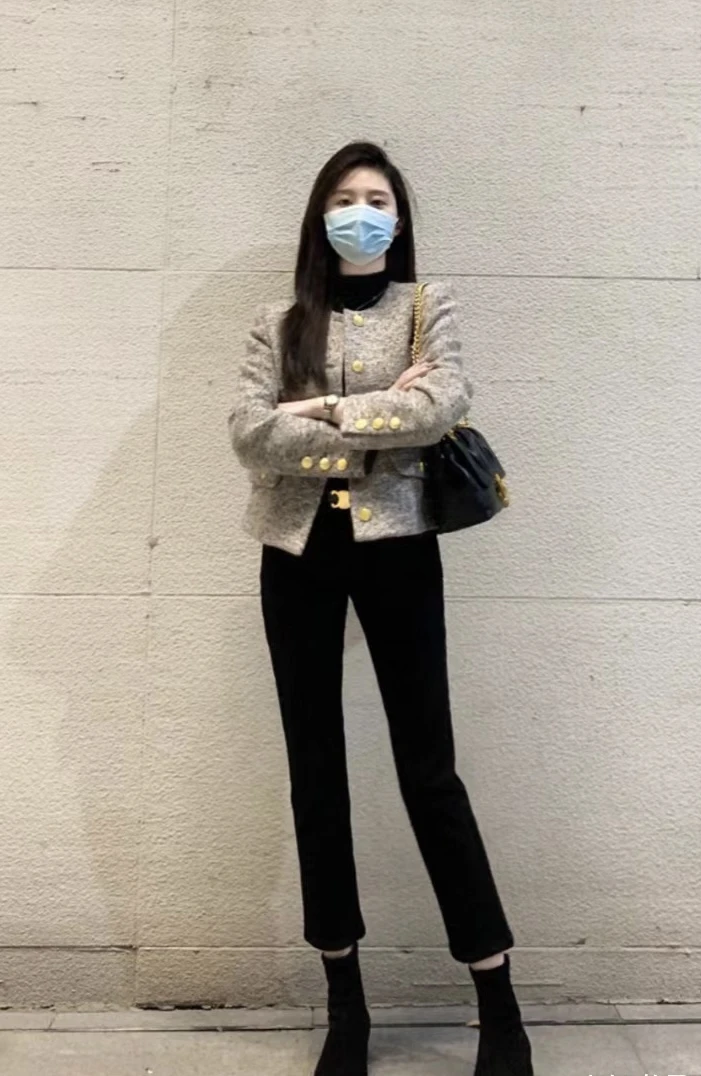 【瘦腿直腿】黑色百搭烟管裤抓绒秋冬季直筒显瘦保暖修饰腿型牛仔裤