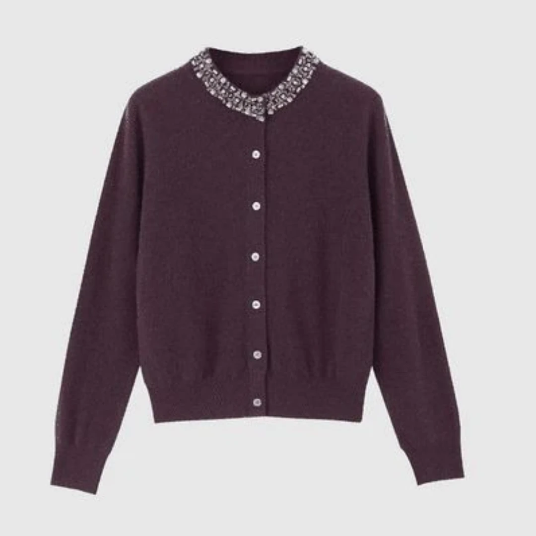 【格雷恋人-寒冬版】“羊绒+羊毛”重工纯手工钉钻时尚毛织针织开衫