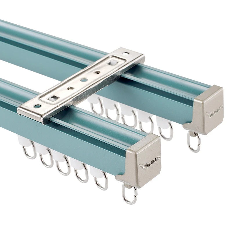 窗帘轨道静音加厚直轨顶侧装导铝合金滑道单轨双轨罗马杆配件批发