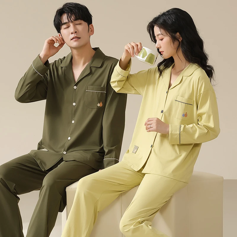 春秋女睡衣长袖纯棉家居服情侣棉拉架全棉爽棉直播秋季套装高档男