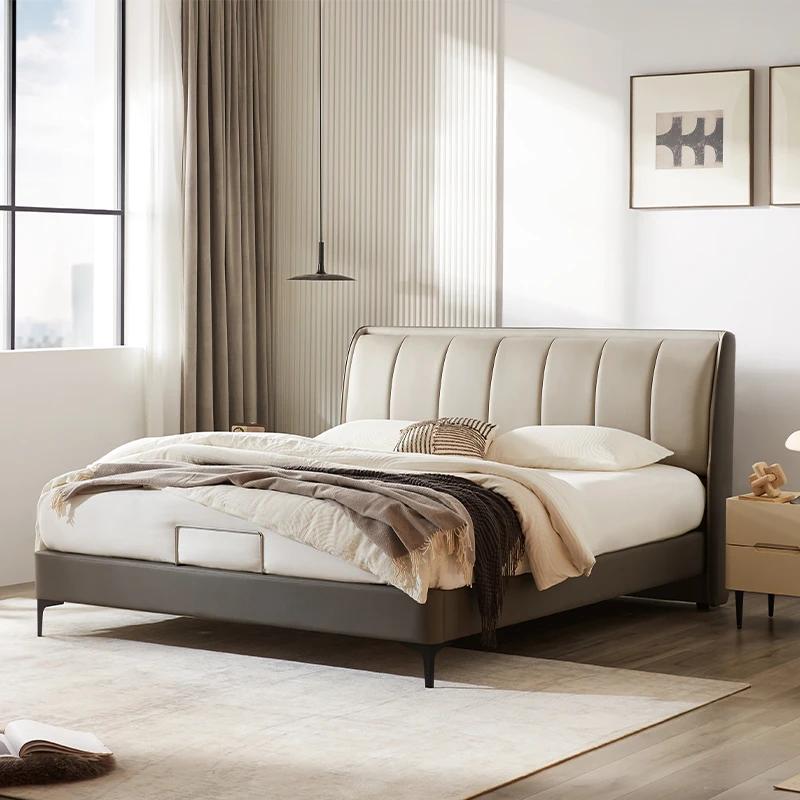 【约克】喜临门官方城市爱情真皮软床主卧现代简约储物双人床